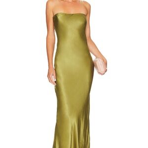 Elegant Olive Green Strapless Dress